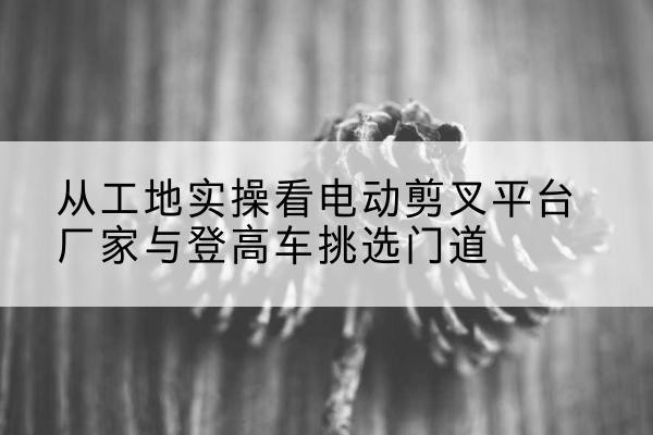 田林电动剪叉升降平台厂家-从工地实操看电动剪叉平台厂家与登高车挑选门道